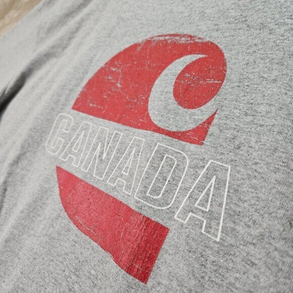 Carhartt T-Shirt Big Logo Canada Spellout Relaxed Fit Short Sleeve Size 2XL Gray - Picture 6 of 10